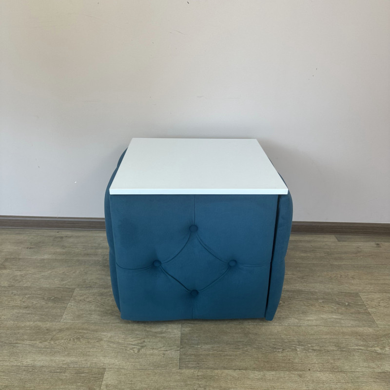 Пуф-трансформер 5в1 Mzavod Остин-1 со столиком велюр бирюзовый/белая аляска 2-3-9005