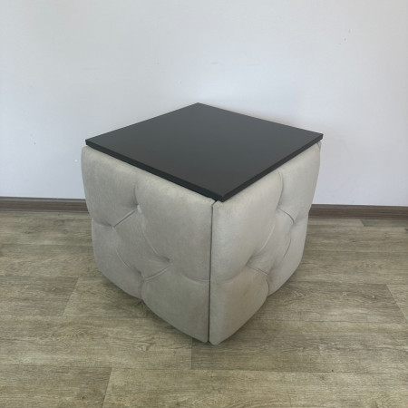 Пуф-трансформер 5в1 Остін-1 зі столиком велюр бежевий/чорний 3-5-9003