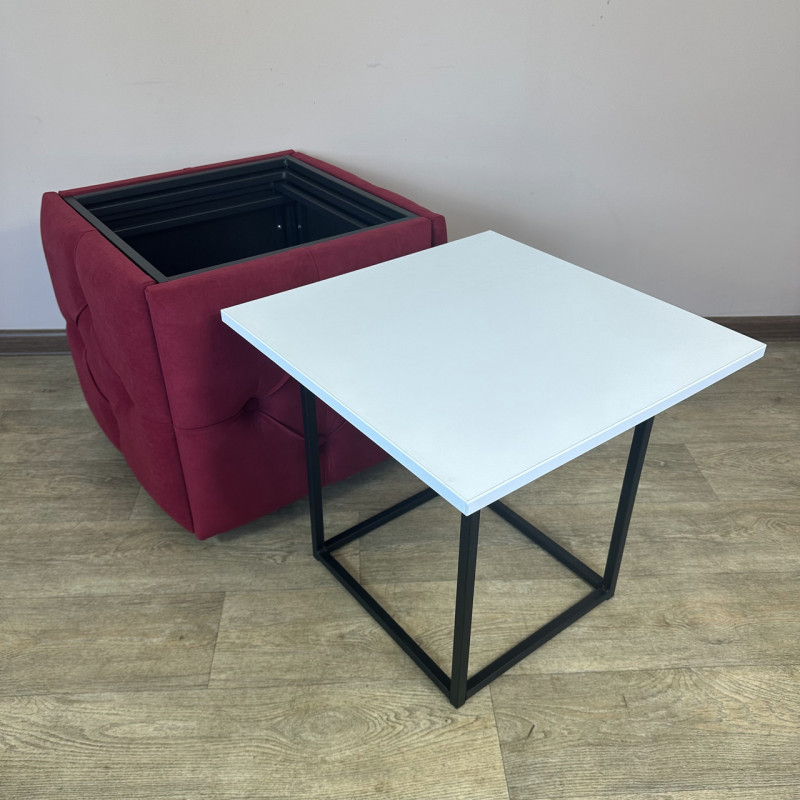 Пуф-трансформер 5в1 Остін-1 зі столиком велюр червоний/біла аляска 4-3-9005