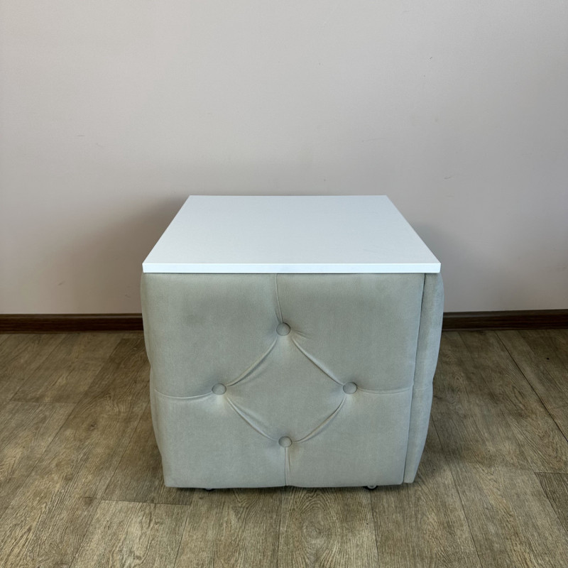 Пуф-трансформер 5в1 Mzavod Остин-1 со столиком велюр светло-серый/белая аляска 6-3-9003