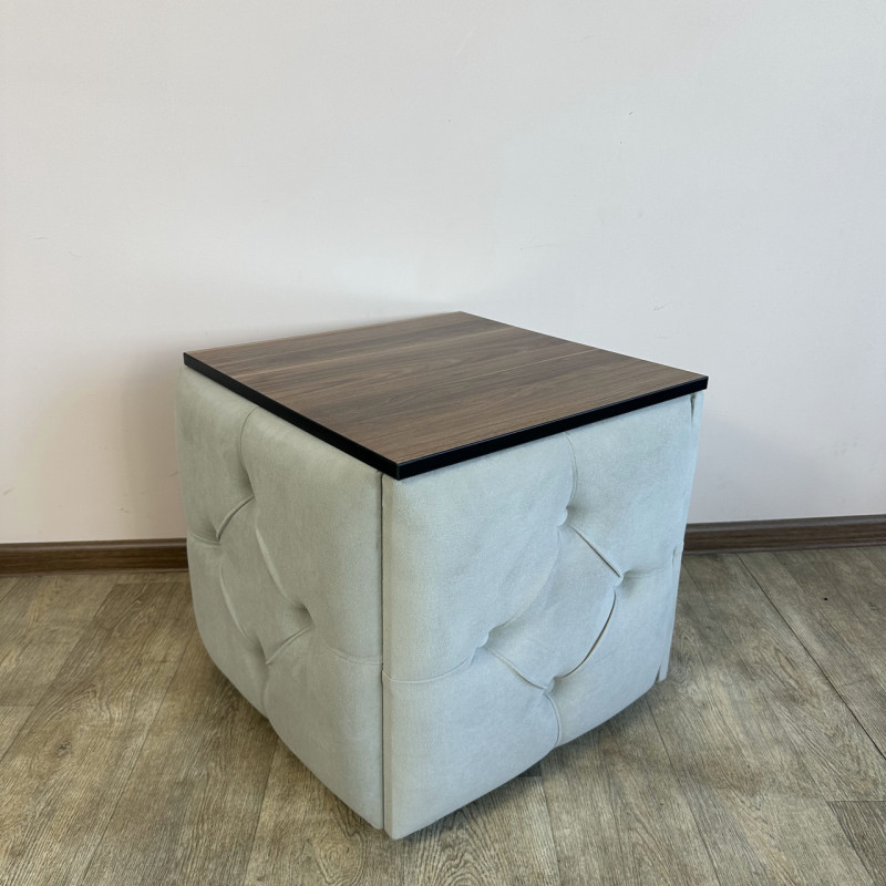 Пуф-трансформер 5в1 Mzavod Остин-1 со столиком велюр светло-серый/орех калифорнийский 6-4-9005