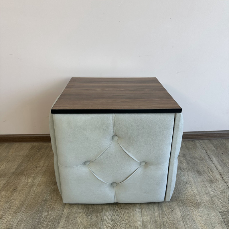 Пуф-трансформер 5в1 Mzavod Остин-1 со столиком велюр светло-серый/орех калифорнийский 6-4-9005