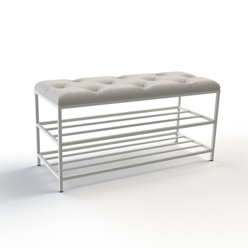 Банкетка для взуття Женева-1 90 см велюр світло-сірий 6-0-9003