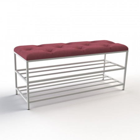 Банкетка для обуви Женева-1 100см велюр красный 4-0-9003