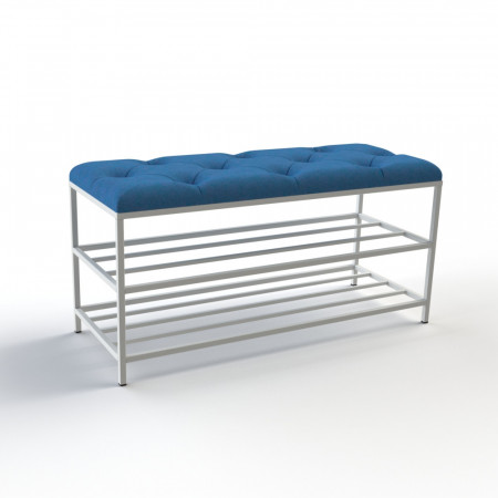 Банкетка для обуви Женева-1 90см велюр синий 9-0-9003