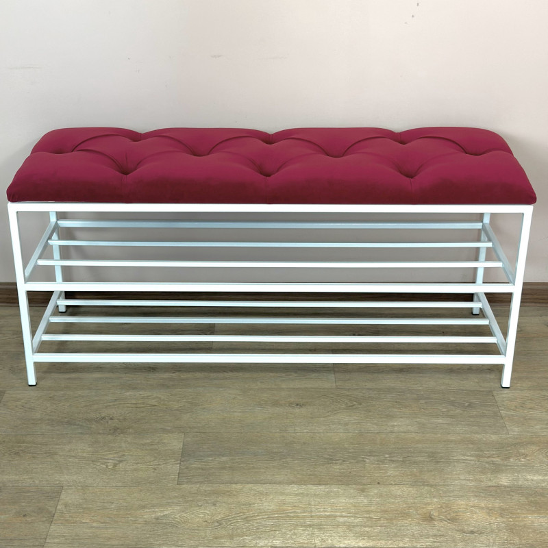 Банкетка для обуви Женева-1 100см велюр красный 4-0-9003