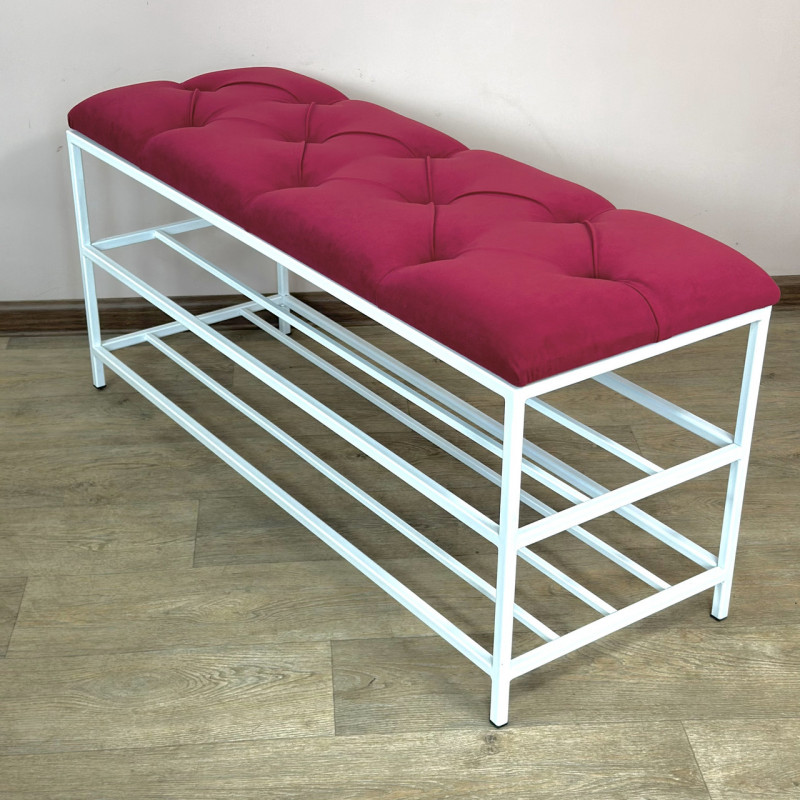 Банкетка для обуви Женева-1 100см велюр красный 4-0-9003