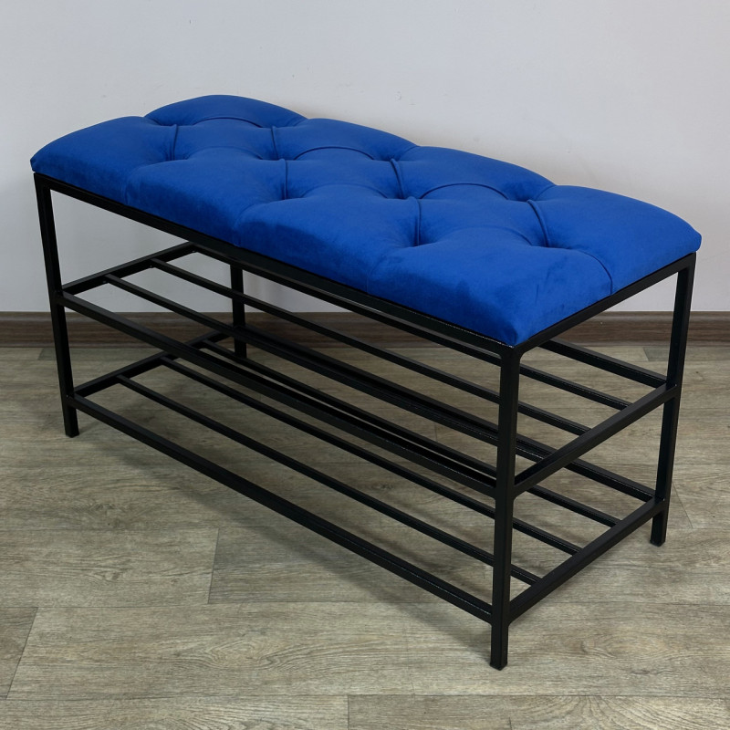 Банкетка для обуви Женева-1 70см велюр синий 9-0-9005