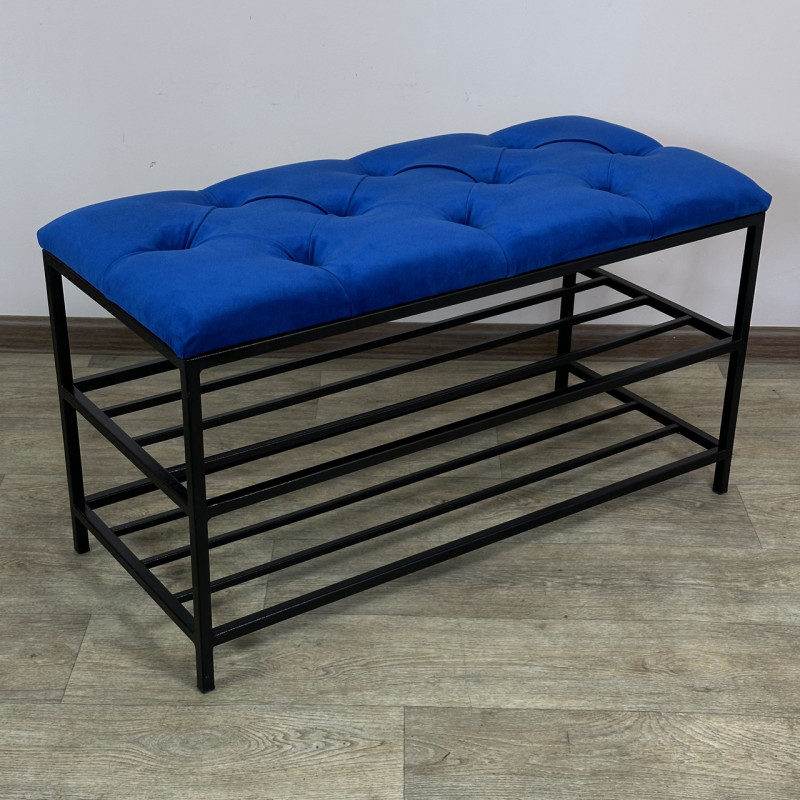 Банкетка для обуви Женева-1 70см велюр синий 9-0-9005