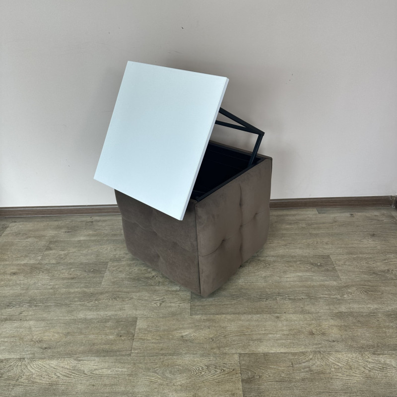 Пуф-трансформер 5в1 Остін-4 зі столиком велюр коричневий/біла аляска 1-3-9005