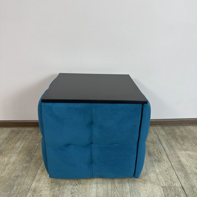 Пуф-трансформер 5в1 Mzavod Остин-4 со столиком велюр бирюзовый/черный 2-5-9003