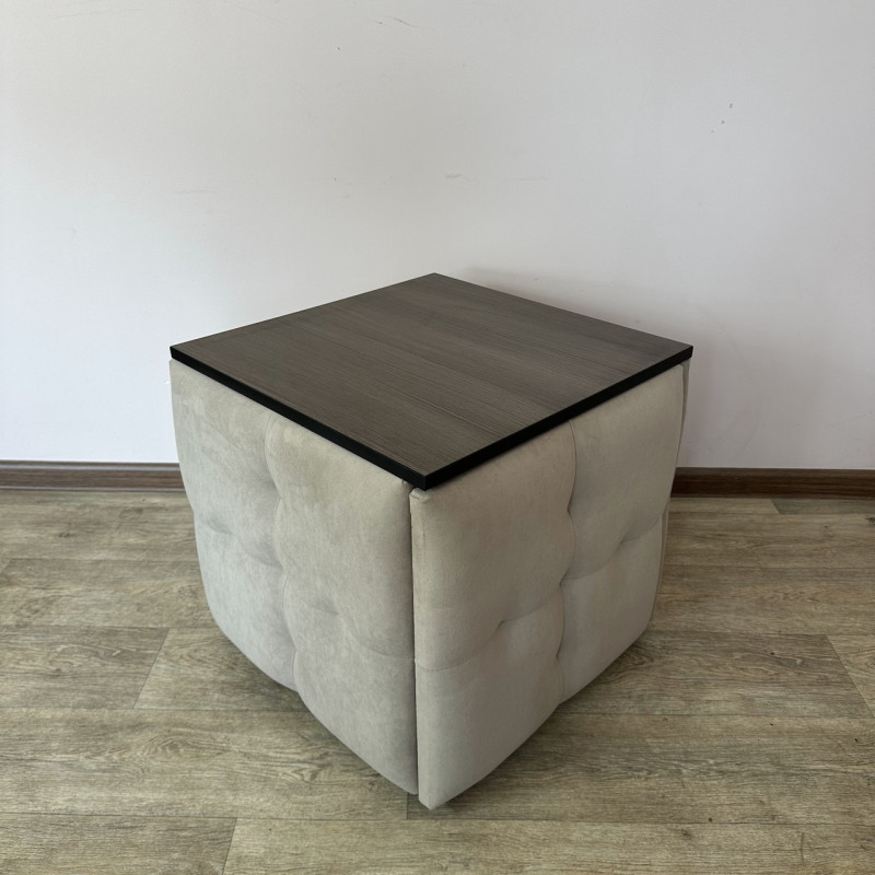 Пуф-трансформер 5в1 Mzavod Остин-4 со столиком велюр бежевый/риголетто темный 3-1-9003