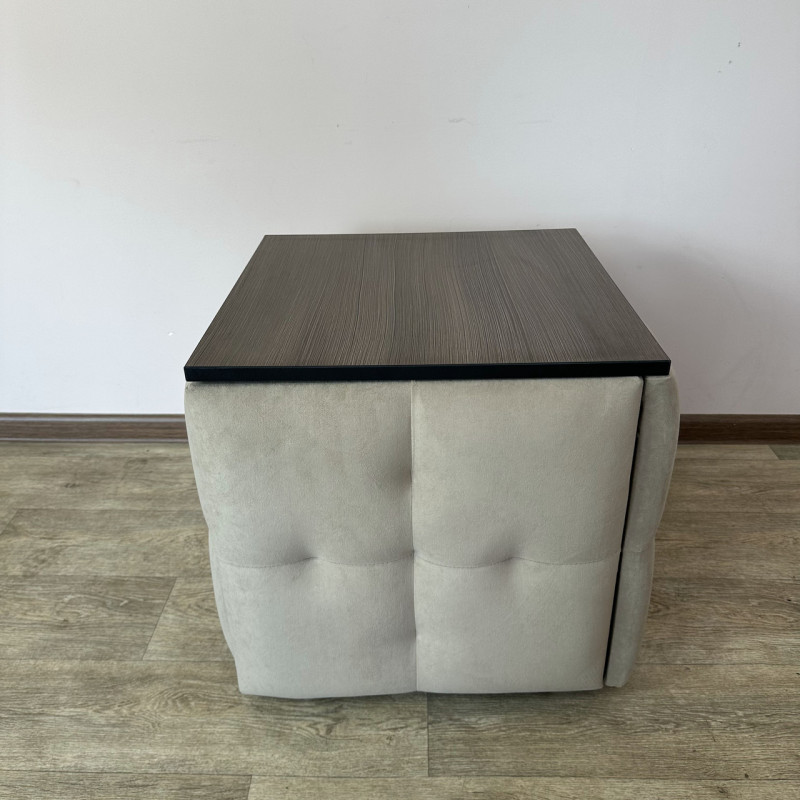 Пуф-трансформер 5в1 Mzavod Остин-4 со столиком велюр бежевый/риголетто темный 3-1-9003