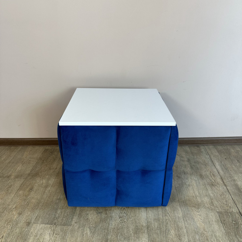 Пуф-трансформер 5в1 Mzavod Остин-4 со столиком велюр синий/белая аляска 9-3-9003