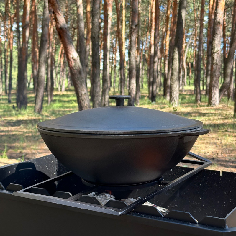 Сковорода WOK-08 чугунная с крышкой 8л