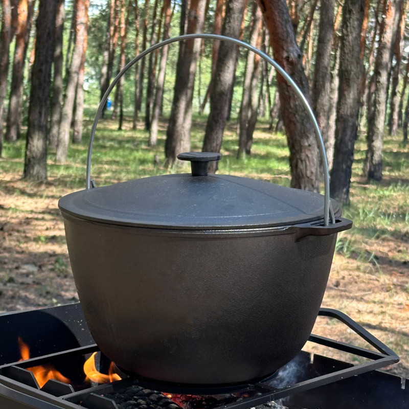 Казан туристический КТ-12 чугунный с крышкой 12л