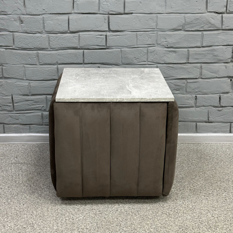 Пуф-трансформер 5в1 Остін-2 зі столиком велюр сіро-коричневий/сірий бетон 5-6-9003