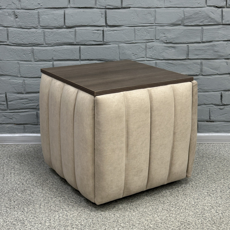 Пуф-трансформер 5в1 Mzavod Остин-2 со столиком велюр бежевый/риголетто темный 3-1-9003