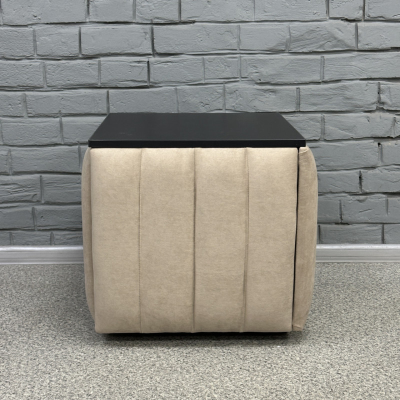 Пуф-трансформер 5в1 Mzavod Остин-2 со столиком велюр бежевый/черный 3-5-9005