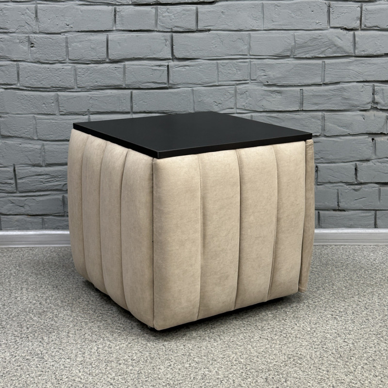 Пуф-трансформер 5в1 Mzavod Остин-2 со столиком велюр бежевый/черный 3-5-9005