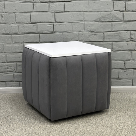 Пуф-трансформер 5в1 Остін-2 зі столиком велюр сірий/біла аляска 7-3-9003