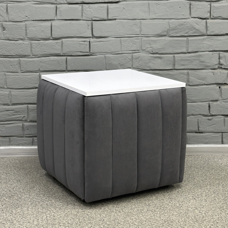 Пуф-трансформер 5в1 Mzavod Остин-2 со столиком велюр серый/белая аляска 7-3-9003