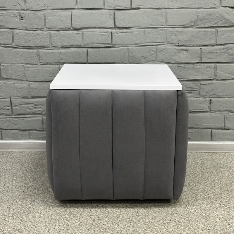 Пуф-трансформер 5в1 Mzavod Остин-2 со столиком велюр серый/белая аляска 7-3-9003