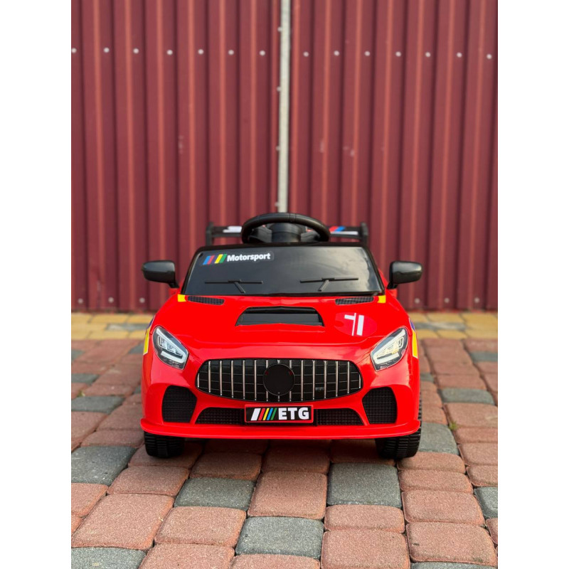 Дитячий спортивний електромобіль кабріолет зі спойлером Cabrio 6V 5A (пульт, LED-фари, музика, педаль газу), Червоний