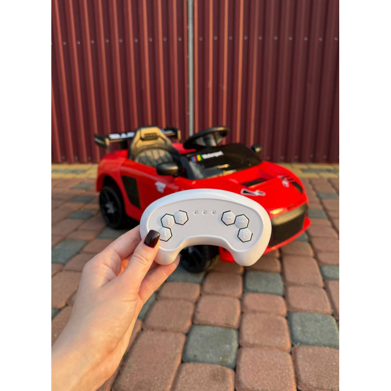 Дитячий електромобіль Cabrio 6V 5A (спойлер, пульт, LED-фари, звук, відкривні двері, педаль газу), Червоний