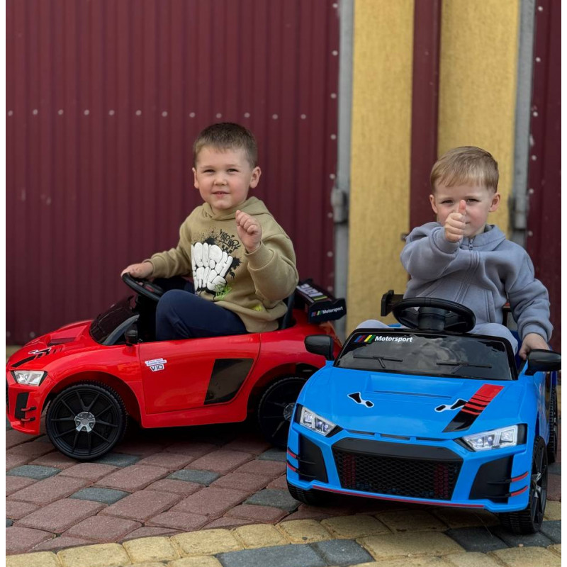 Дитячий електромобіль Cabrio 6V 5A (спойлер, пульт, LED-фари, звук, відкривні двері, педаль газу), Червоний