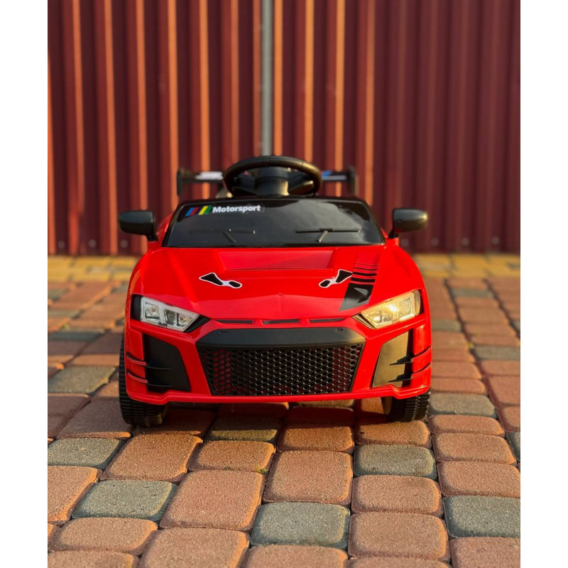 Дитячий електромобіль Cabrio 6V 5A (спойлер, пульт, LED-фари, звук, відкривні двері, педаль газу), Червоний