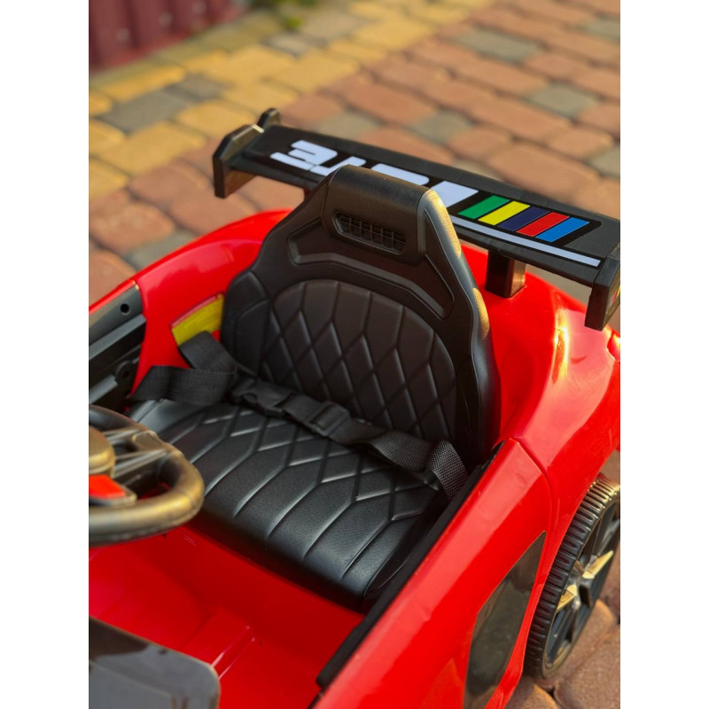 Дитячий електромобіль Cabrio 6V 5A (спойлер, пульт, LED-фари, звук, відкривні двері, педаль газу), Червоний