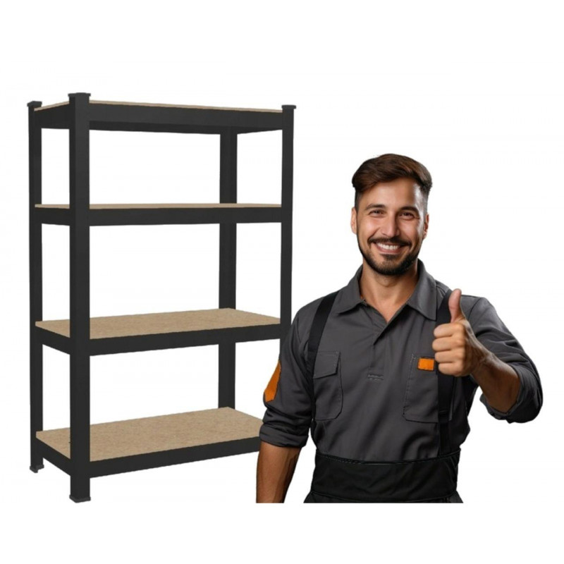 Стеллаж металлический 150x70x30 4 полки (черный)