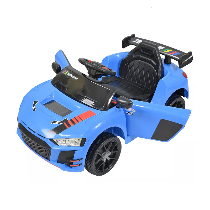 Детский электромобиль Cabrio 6V 5A (спойлер, пульт, LED-фары, звук, открывающиеся двери, педаль газа), Синий