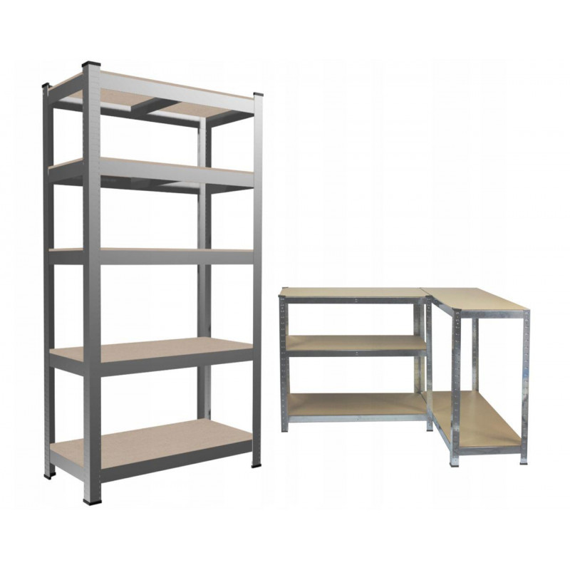 Стеллаж металлический 150x70x30 5 полок (серый)