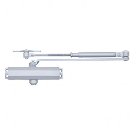 Доводчик двери от 75 до 100 кг SEVEN DC-7744HP silver (с механизмом фиксации)