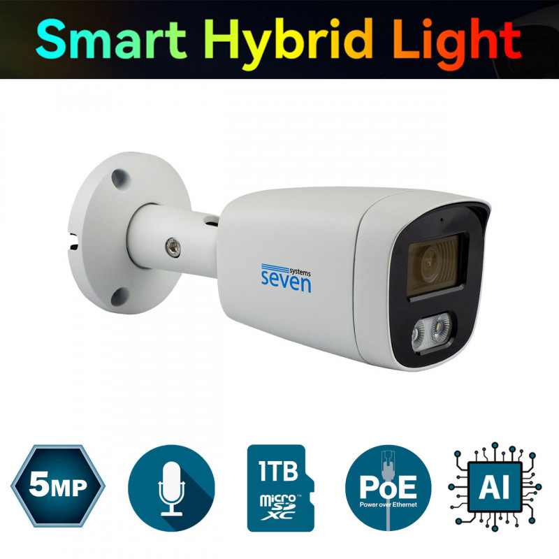 IP-видеокамера 5 Мп SEVEN IP-7225PA-DL white 2,8 мм с умной двойной подсветкой
