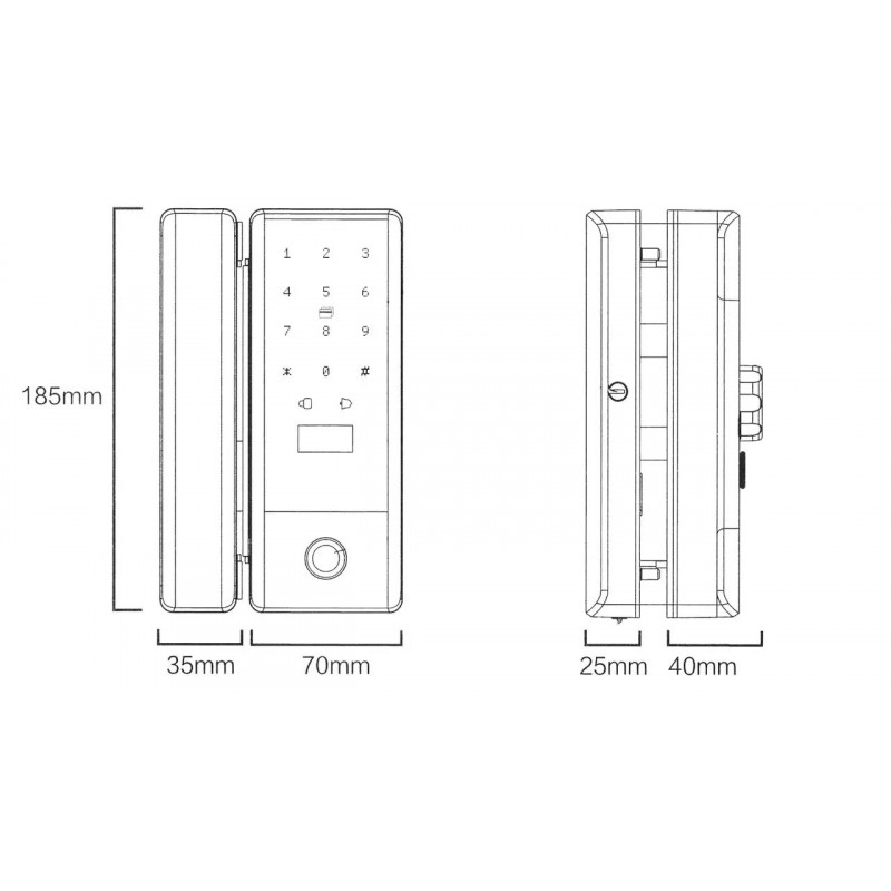 Розумний біометричний замок на скляні двері SEVEN LOCK SL-7776BF black