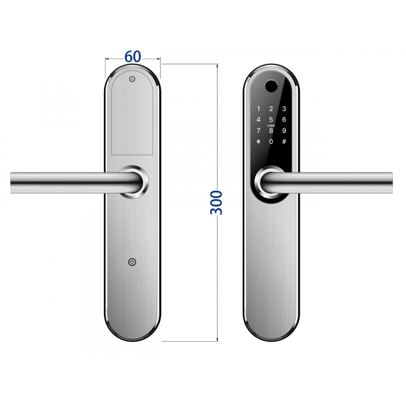 Розумний дверний біометричний замок SEVEN LOCK SL-7768BF silver