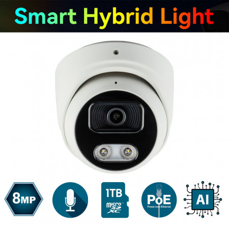 IP-відеокамера 8 Мп SEVEN IP-7218PA-DL white 2,8 мм з розумним подвійним підсвічуванням