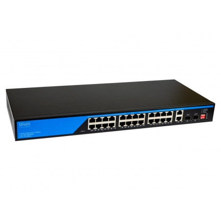 PoE коммутатор (switch) 24 порта SEVEN P-73224G-2SFP