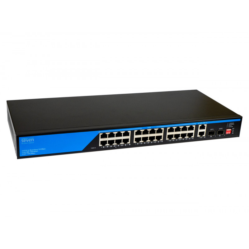 PoE комутатор (switch) 24 порти SEVEN P-73224G-2SFP