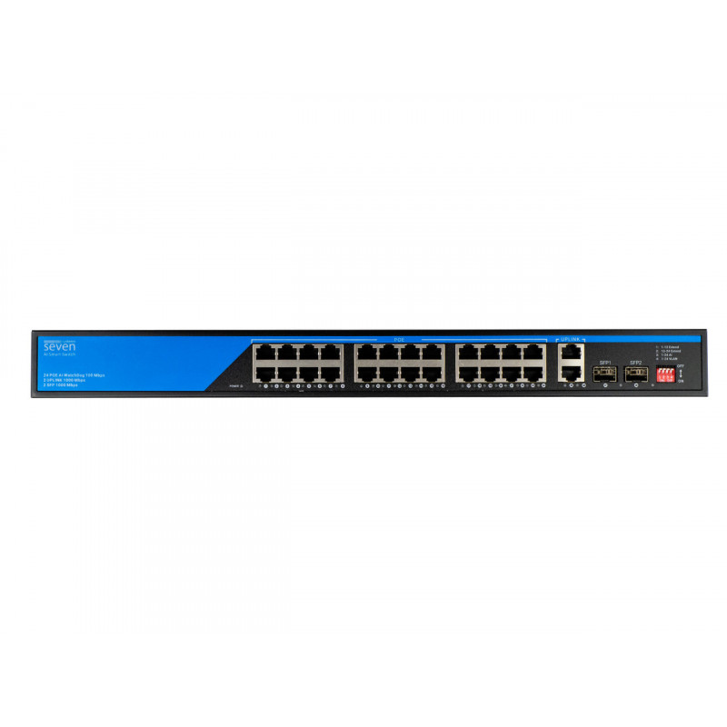 PoE комутатор (switch) 24 порти SEVEN P-73224G-2SFP