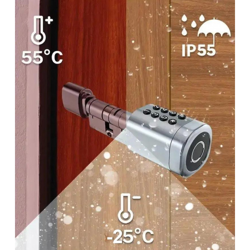 Розумний дверний біометричний замок (циліндр) SEVEN LOCK SL-7774BF black (35-90 мм)