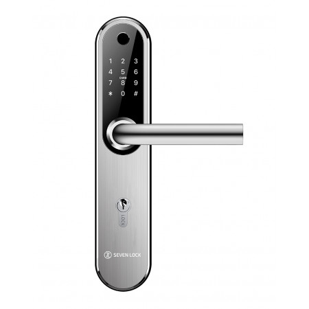 Розумний дверний біометричний замок SEVEN LOCK SL-7768BF (85мм) silver