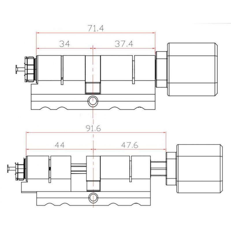 Розумний дверний біометричний замок (циліндр) SEVEN LOCK SL-7774BF silver (35-90 мм)