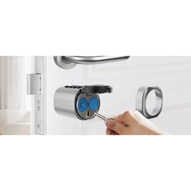 Розумний дверний біометричний замок (циліндр) SEVEN LOCK SL-7774BF silver (35-90 мм)