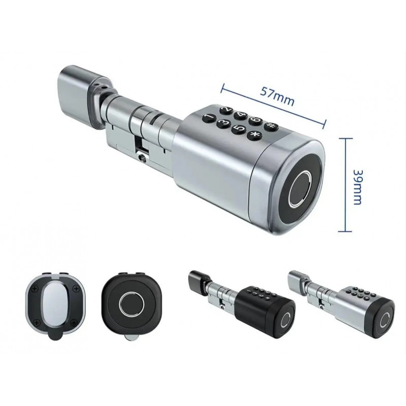 Розумний дверний біометричний замок (циліндр) SEVEN LOCK SL-7774BF silver (35-90 мм)