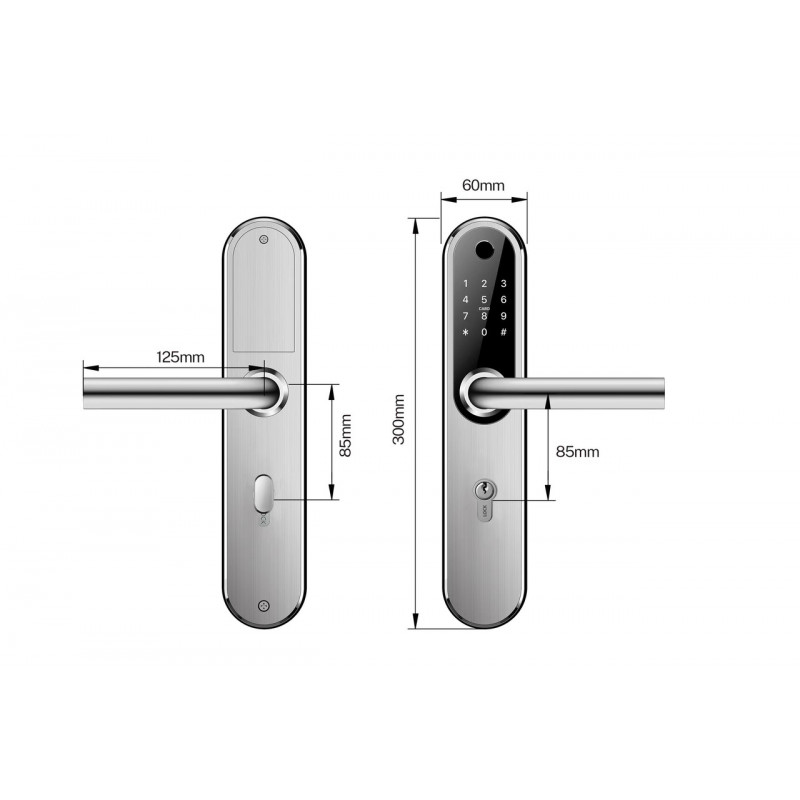 Розумний дверний біометричний замок SEVEN LOCK SL-7768BF (85мм) black