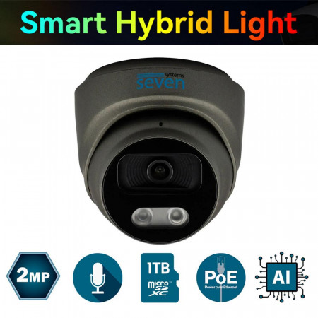 IP-відеокамера 2 Мп SEVEN IP-7212PA-DL black 2,8 мм з розумним подвійним підсвічуванням